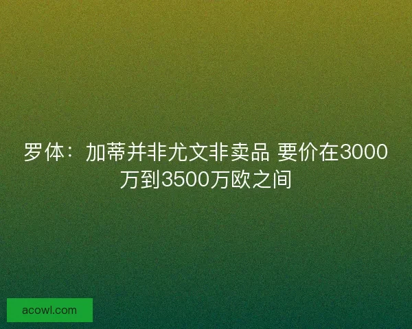 罗体：加蒂并非尤文非卖品 要价在3000万到3500万欧之间