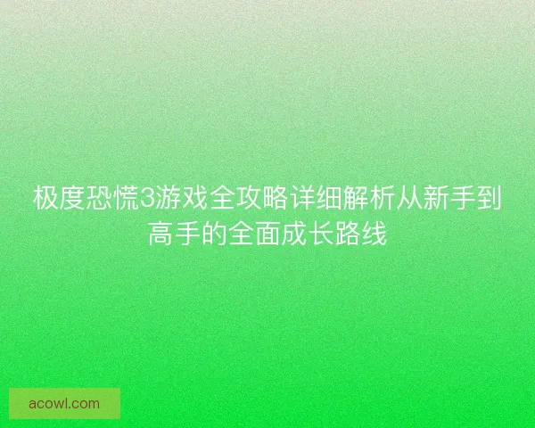 极度恐慌3游戏全攻略详细解析从新手到高手的全面成长路线