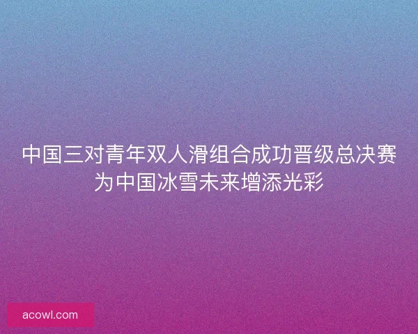 中国三对青年双人滑组合成功晋级总决赛为中国冰雪未来增添光彩